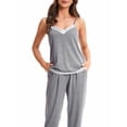 thumbnail image 5 of Arvbitana Women's 3Pcs Loungewear Outfits Lace Patchwork Cami Tops + Long Pants + Long Sleeve Robe Pajamas Sets Ladies Casual Sleepwear, 5 of 9