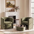 thumbnail image 3 of AFO Velvet Barrel Chair with Storage Ottoman, Cozy Armchair Accent Chair Set of 1 for Living Room and Bedroom, Green, 3 of 9