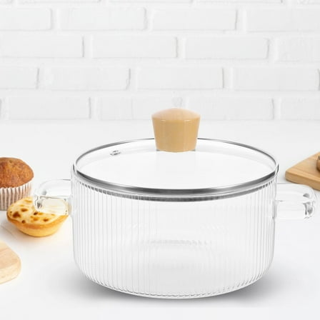 Worgeous Transparent Glass Cooking Pot with Lid for Even Heat Distribution and Versatile Use at Home 2.5L