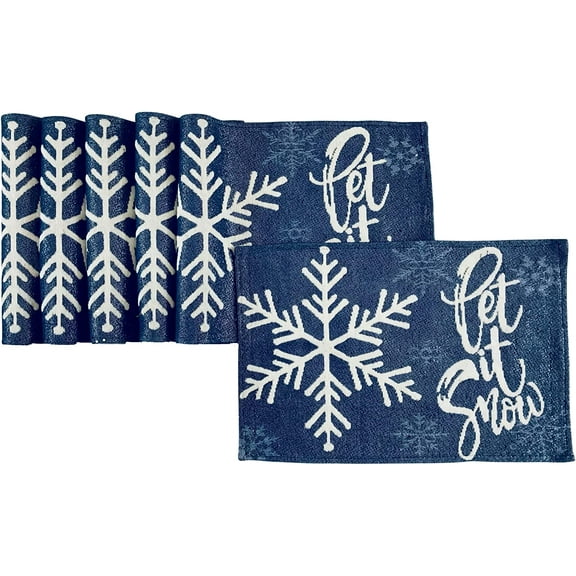 Serafina Home Christmas Tapestry Placemats, Set of Six (6) Colorful Tapestry Weave Fabric, for Holiday's, Thanksgiving, Winter, Christmas