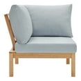 thumbnail image 4 of Modway Freeport Karri Wood Sectional Sofa Outdoor Patio Corner Chair in Natural Light Blue, 4 of 5
