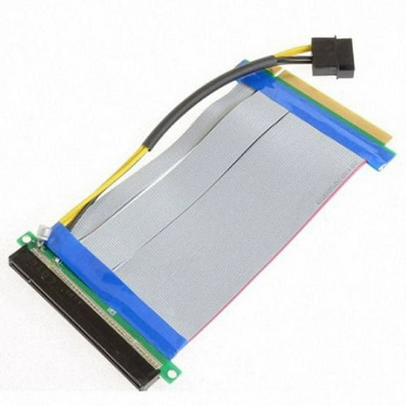 Chenyang CY PCI-E Express 16X to 16x Riser Extender Card with Molex IDE Power Ribbon Cable 20cm Cable