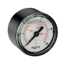 NOSHOK Pressure Gauge, 1.5" ABS Case, Copper Alloy Internals, 100 psi/kPa, 1/8 NPT Male Back Conn, Glycerin Filled