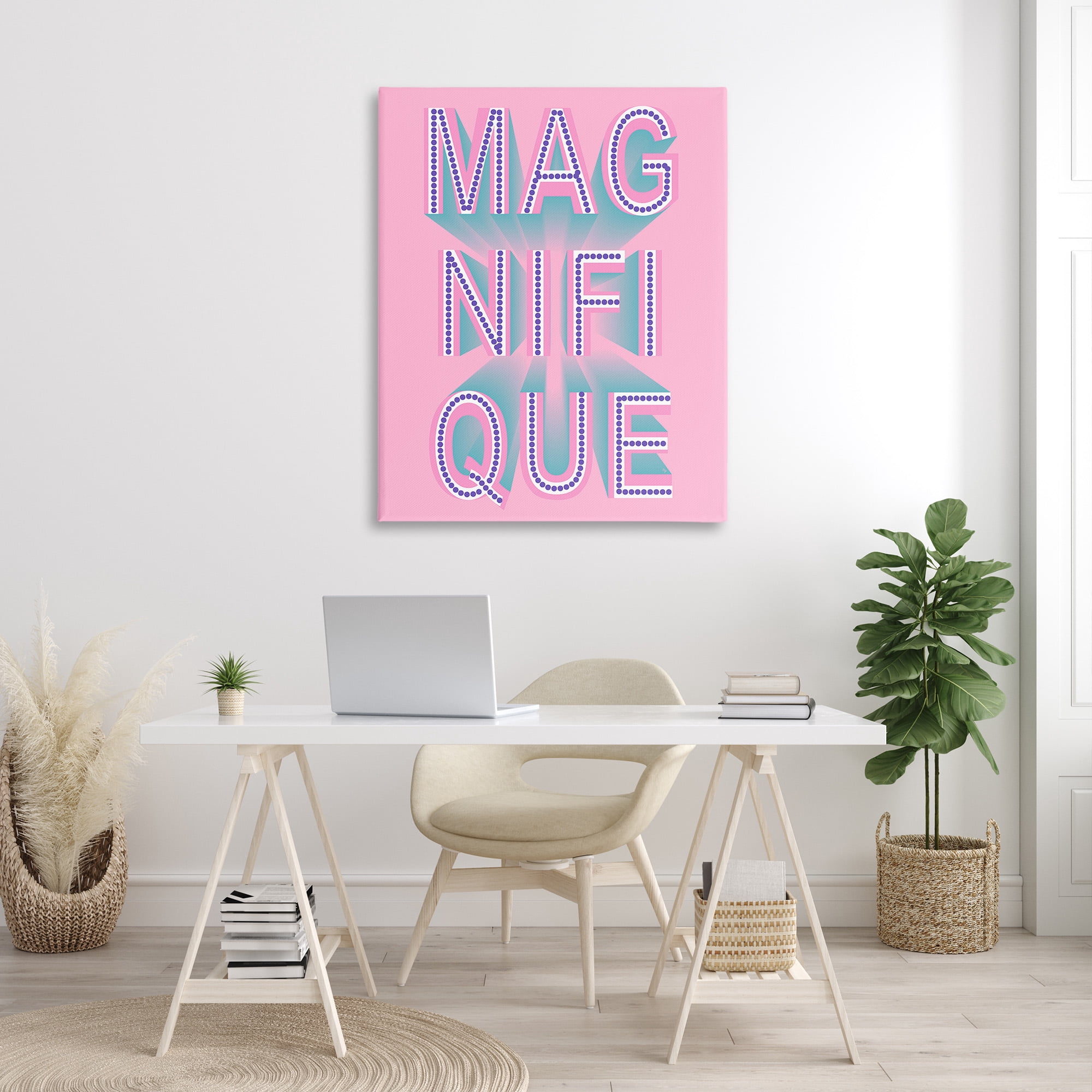 Stupell Industries French Abstract Magnifique Inspirational Painting Gallery Wrapped Canvas Art Print Wall Art, 36 x 48