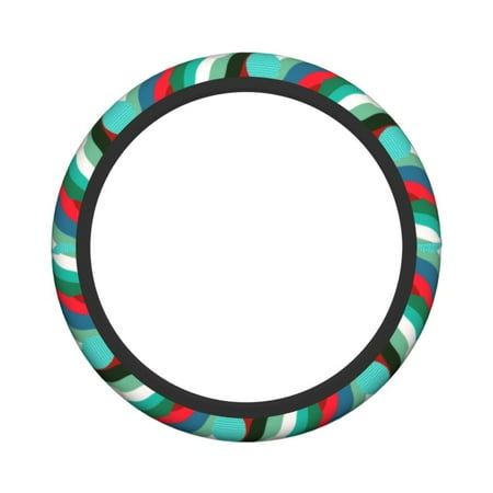XMXY Car Steering Wheel Cover, Retro Waves Polka Dots Non-Slip Jeep Truck Universal Elastic Steering Wheel Protector 15 inch