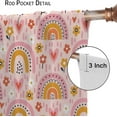 thumbnail image 6 of Rainbow Curtains for Kids Room, Boho Childish Pink Rainbow Flower Print Rod Pocket Blackout Window Treatments Drapes for Boys Girls Bedroom Living Room Playroom Nursery42x63in, 6 of 6