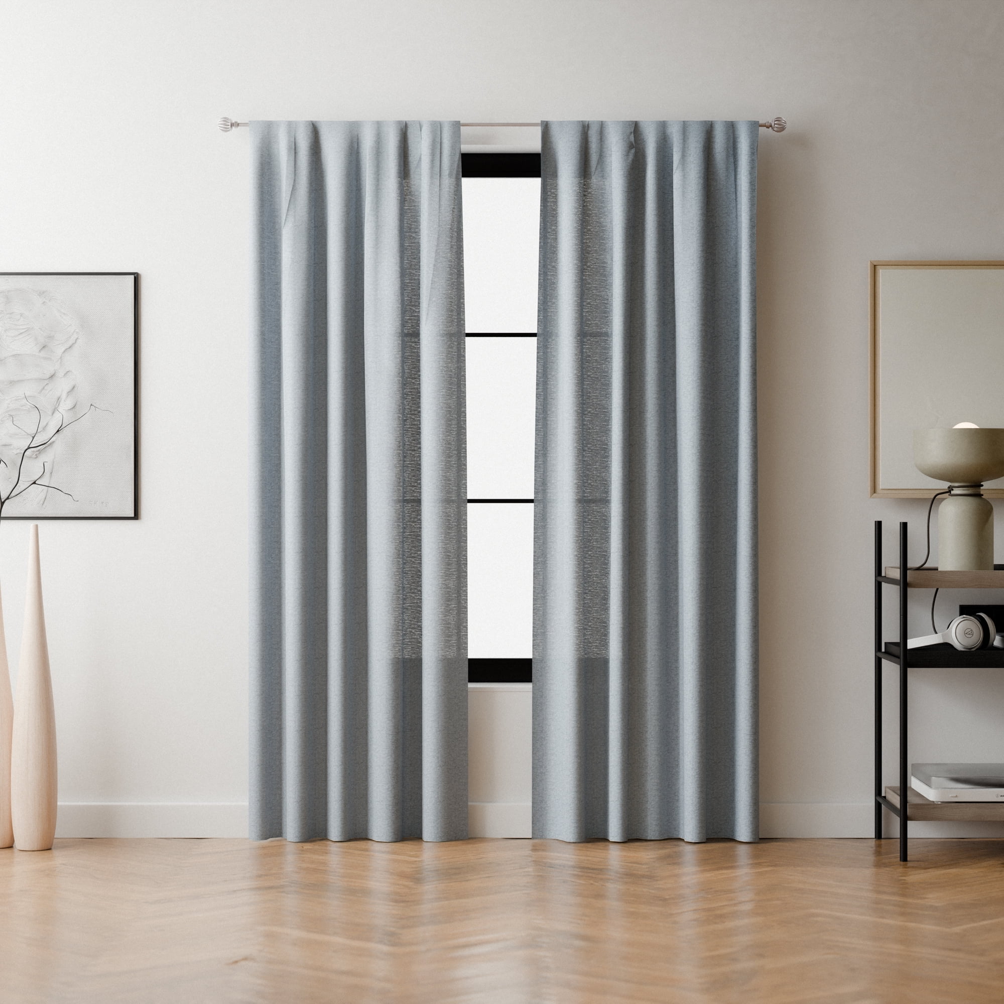 Mainstays 1/2" Nickel Macey Cage Adjustable Curtain Rod Set, 48"-84"