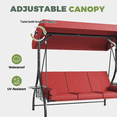thumbnail image 4 of BaPiPro 3-Seat Metal Patio Swing with Adjustable Canopy, Cushions, Foldable Side Table, 2-in-1 Design for Patio, Garden, Porch, Red, 4 of 9