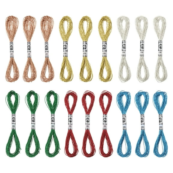 Uxcell 18 Skeins Embroidery Floss, Metallic Embroidery Thread 6 Colors