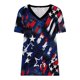 thumbnail image 4 of Camiseta informal de moda para mujer con cuello en V y manga corta con estampado de estrellas Fridja  hjk4141, 4 of 5