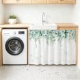 thumbnail image 3 of Teal Botanical Sink Skirt 11"Wx13"L,Dustproof Under Sink Curtain with Self Adhesive Tape,Spring Weeping Eucalyptus Leaves Cabinet Curtain Cover for Bathroom Vanity,RV,Kitchen Cabinet Storage Shelf, 3 of 9