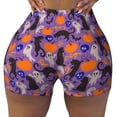 thumbnail image 2 of Logiee Halloween Black Cats Print Women's Biker Shorts,Workout Gym Shorts,Scrunch Shorts,Tummy Control Hidden Scrunch Running Yoga Shorts-X-Large, 2 of 8