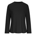thumbnail image 5 of OIOLOYJM Women's Lightweight Long Sleeve T-Shirt Buttery Soft Loose Curved Hem Breathable Workout Yoga Tops Summer Basic Crewneck Athletic Running Shirts Black S, 5 of 6