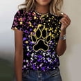 thumbnail image 3 of Charella Short Sleeve Shirts for Women Dog Paw Printed Crewneck T-shirts 2024 Spring Summer Clothes,Multicolor,M, 3 of 5