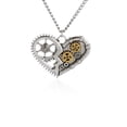 thumbnail image 3 of Collar de corazón Steampunk Zulema de engranajes plata oro, 3 of 5