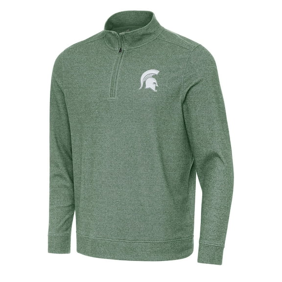 Men's Antigua Hunter Green Michigan State Spartans Subtle Quarter-Zip Sweatshirt