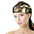 thumbnail image 5 of Yvsxxv Camo Print Silk Bandana, Soft Stretch Head Wrap, Unisex Daily Hair Accessory, Black, 1 Pc, 5 of 7