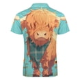 thumbnail image 5 of Highland Cow with Sunflowers Men Zipper T-shirt Summer Casual Short Sleeve T-shirt Top, 5 of 7