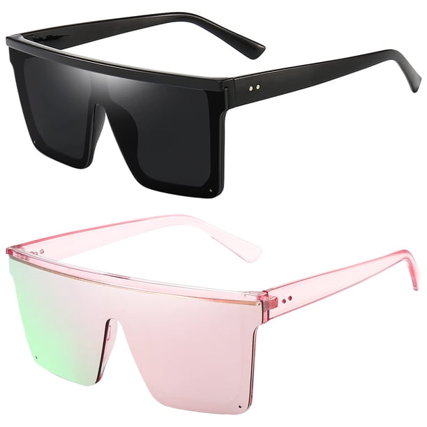 Gafas de Sol Cuadradas Oversize Dollger para Mujeres y Hombres Negro/Rosa