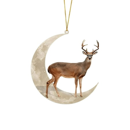 

XIUH Animals Sitting On The Moon Ornaments For Christmas Tree DoublePrinted Acrylic Hanging Pendant For Christmas Tree Decorations Window Wall Hanging Ornament Living Room Decoration Ho C