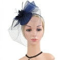 thumbnail image 6 of Uooqdmx Fascinators Hats for Women, Tea Party Hats for Women, Feather Headpiece, European Vintage Vening Banquet Feather Flower Hair Ornament Hat, Vintage Hats for Women, Navy One Size, 6 of 7