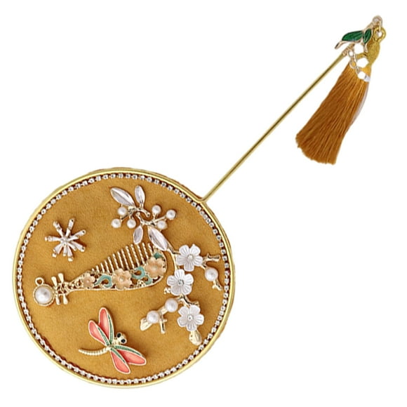 Round Ritual Fan Chinese Style Fans Photography Fan Handheld Fans Photography Props Chinese Style Bride Wedding Round Flower Fan Bride Antique Fan