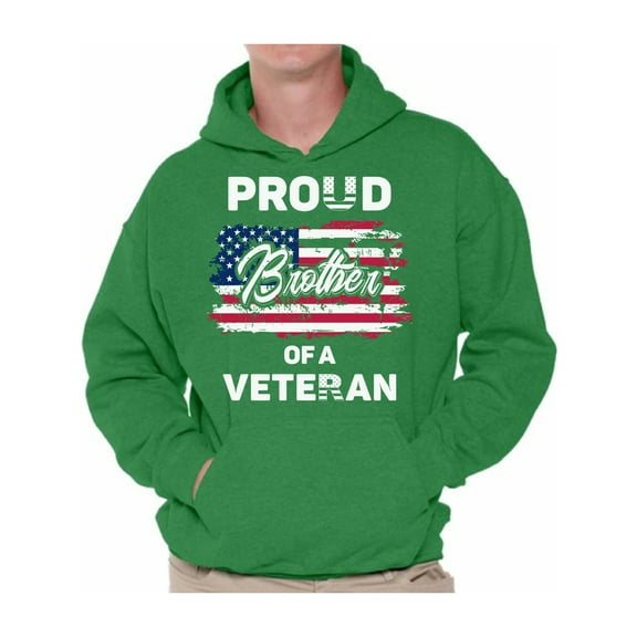 Awkward Styles Proud Brother of a Veteran Men Hoodie Love USA 4th of July Brother Hooded Sweatshirt Brother Gifts USA Patriotic Hooded Sweater for Brother I'm American Proud Brother Hoodie