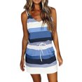 thumbnail image 1 of B91xZ Robe Printemps Été Robe Sans Manches Col Rond Décontractée Ample Plissée à Volants Midi avec Poches, Bleu m, 1 of 4