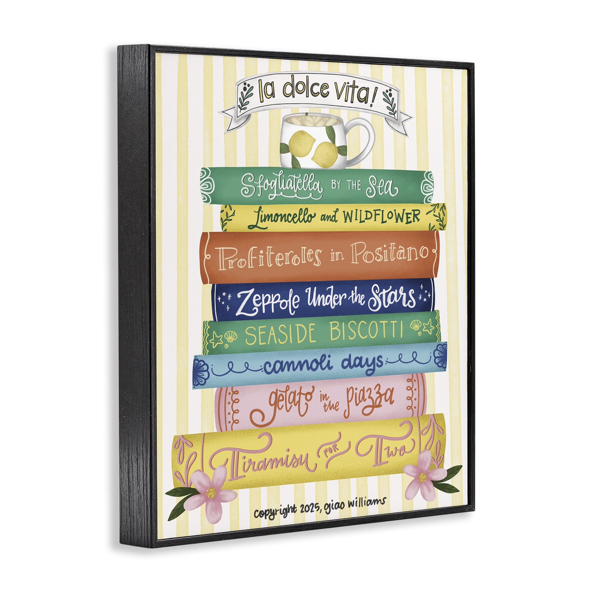 Stupell Industries Italian Kitchen Cook Books Black Framed Giclee Art, design by Giao Williams