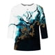 thumbnail image 4 of Blusa de manga 3/4 con botones y cuello redondo para mujer Pompotops  FGAJ2364, 4 of 5