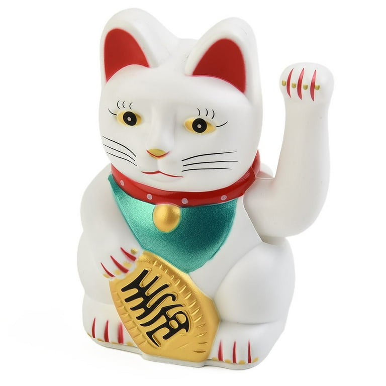 Maneki Neko Lucky Cat,Fengshui Cat- Waving Arm Battery Operated