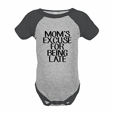 

7 ate 9 Apparel Funny Kids Mom s Excuse Baseball Onepiece Grey