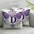 thumbnail image 3 of Monogram Initial D in Purple Diadem with Butterfly Detail Pillow Case, 3 of 7
