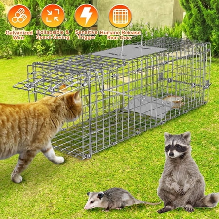 Zorpupoa 1Pc Humane Live Animal Trap Cage for Raccoons Cats Opossums Stray Cat Squirrel