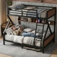 thumbnail image 2 of Mainstays Twin over Full Bunk Bed with Storage Shelf, Metal & Wood Frame, Space Saving for Bedroom, Black, 2 of 9