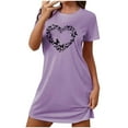 thumbnail image 2 of Royisotas Womens Purple Nightgowns Plus Size Nightdress Casual ShortSleeve House Wear for Ladies CrewNeck, 2 of 7