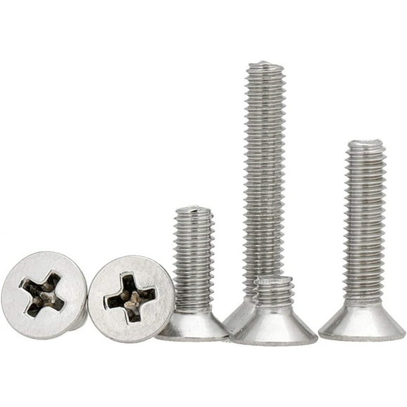 Stainless Steel Machine Screws Silver Metric Screws Countersunk Head Screws Phillips Flat Head Metric Machine Screws, M3.5 * 60mm(10pcs)