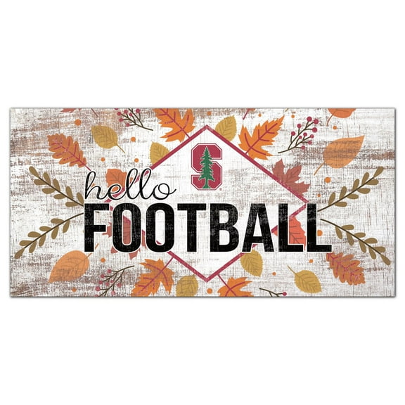 White Stanford Cardinal 6'' x 12'' Hello Football Wall Art