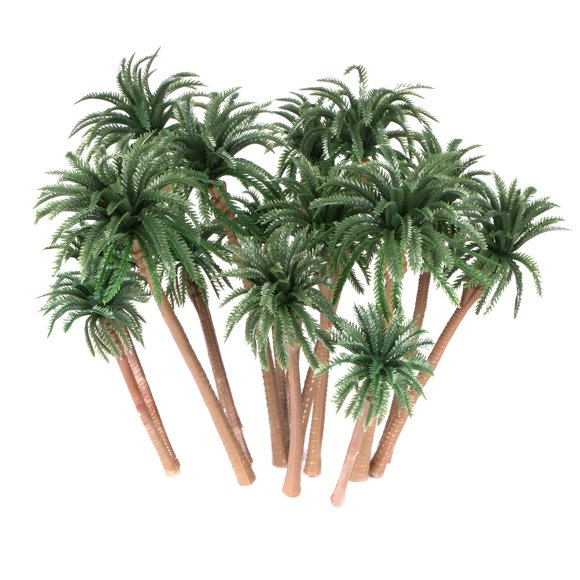 Ymeibe 15Pcs Miniature Palm Trees Decor Diorama Layout Architecture Coconut Model Trees Scenery Landscape Cake Toppers Decoration 4-6.3 Inch