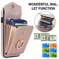 thumbnail image 3 of Feishell for iPhone 7 / iPhone 8 / iPhone SE 2020/2022 Wallet Case, RFID Blocking Card Slots Magnetic Case Glossy PU Leather Finger Ring Holder Kickstand Wrist Strap Handbag Cover,Rosegold, 3 of 9