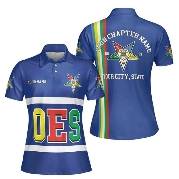 Custom Multi-color Order of the Eastern Star OES AF&AM Women's Polo Shirt S-5XL
