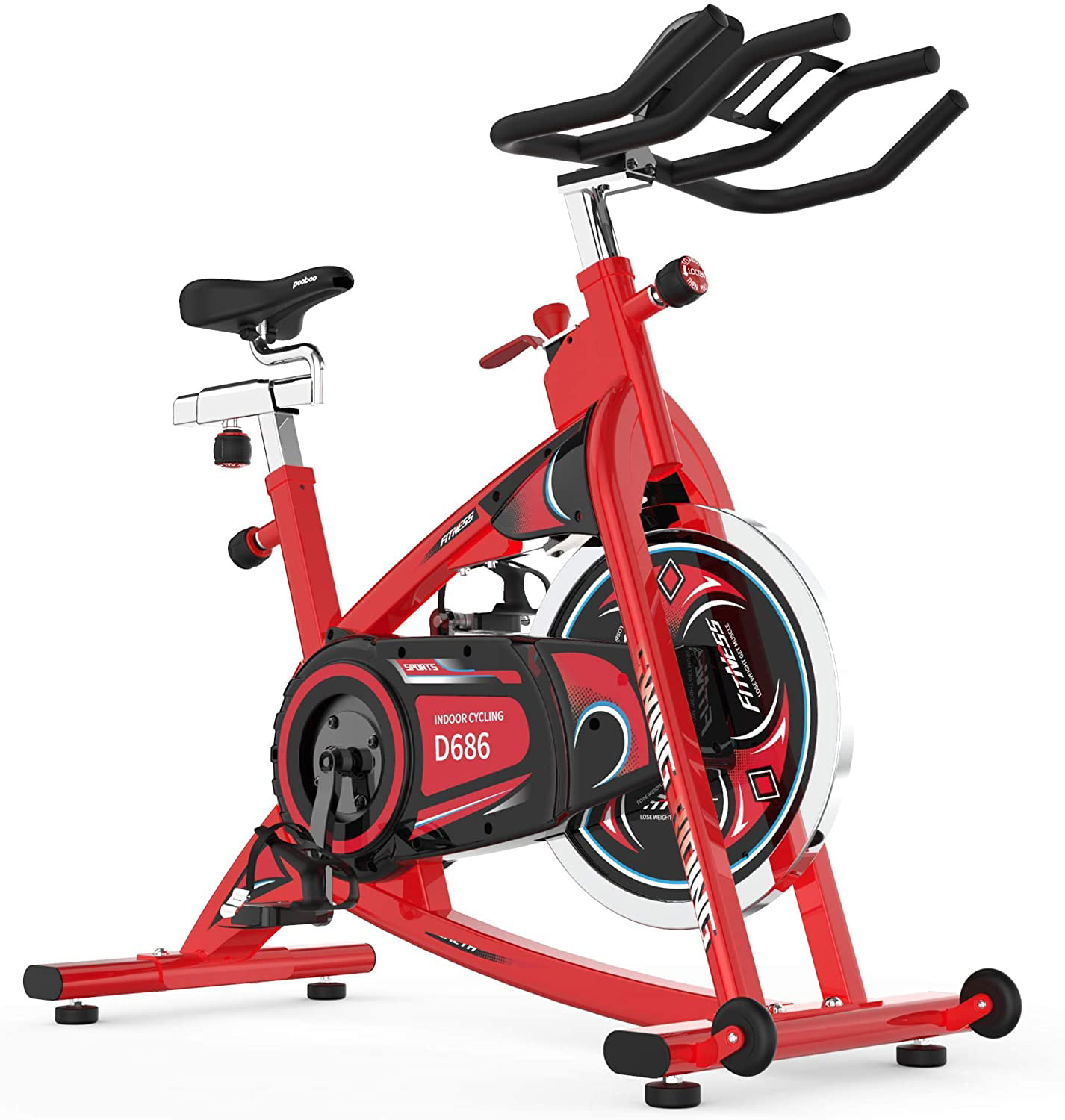 pooboo Stationary Exercise Bike Indoor Cycling Bike with LCD Display, 40LBS