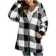 thumbnail image 1 of ICHUANYI Clearance Women's Fashion Keep Warm Casual Hooded Plaid Zip Pocket Jacket Top Blouse Coat(Black, S) ICHUANYI WER2023081206638, 1 of 5