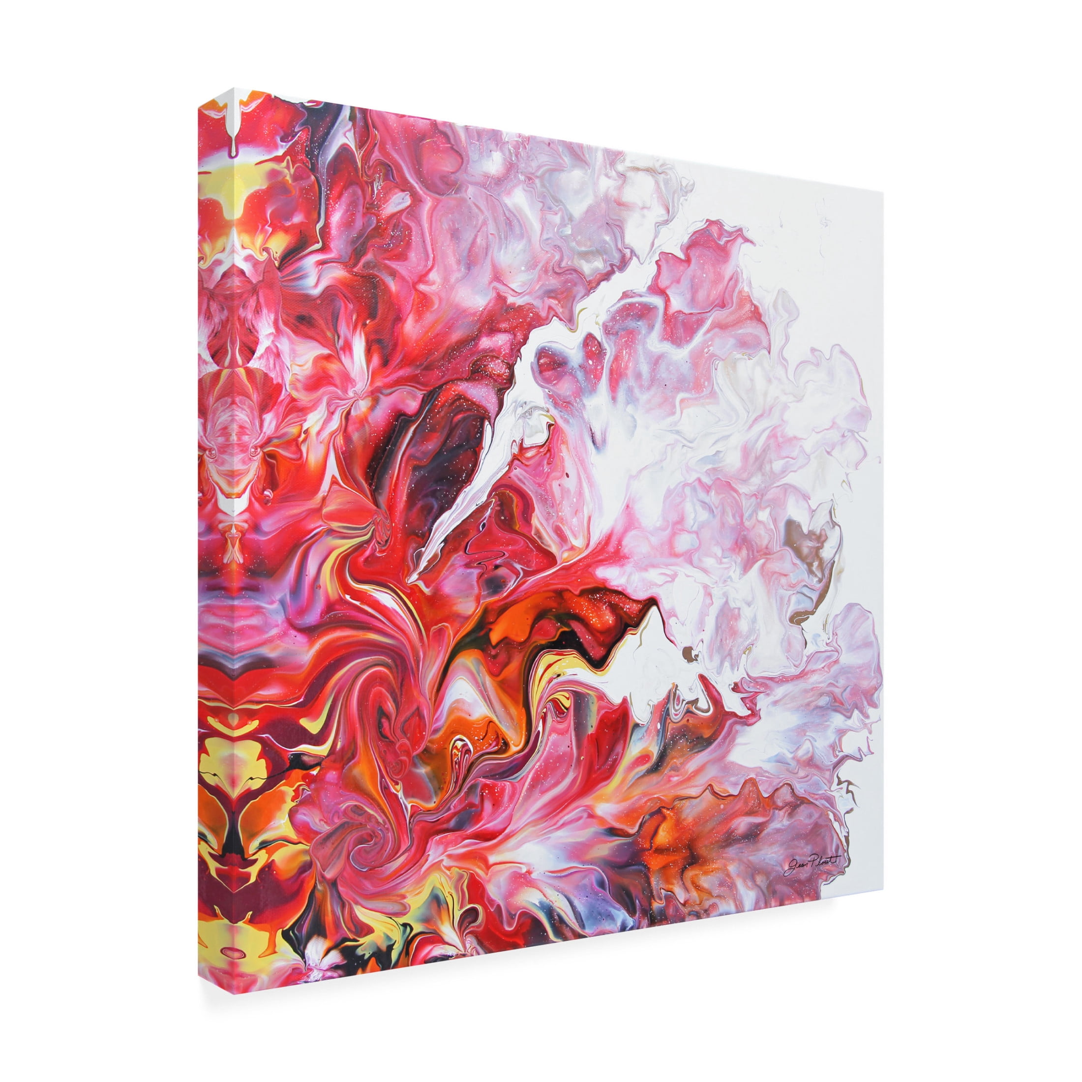 Canvas Wall Art - Jean Plout 'Abstract Pouring E' Wall Art for Living Room, Bedroom, or Office Décor by Trademark Fine Art - 24 x 24 Inches