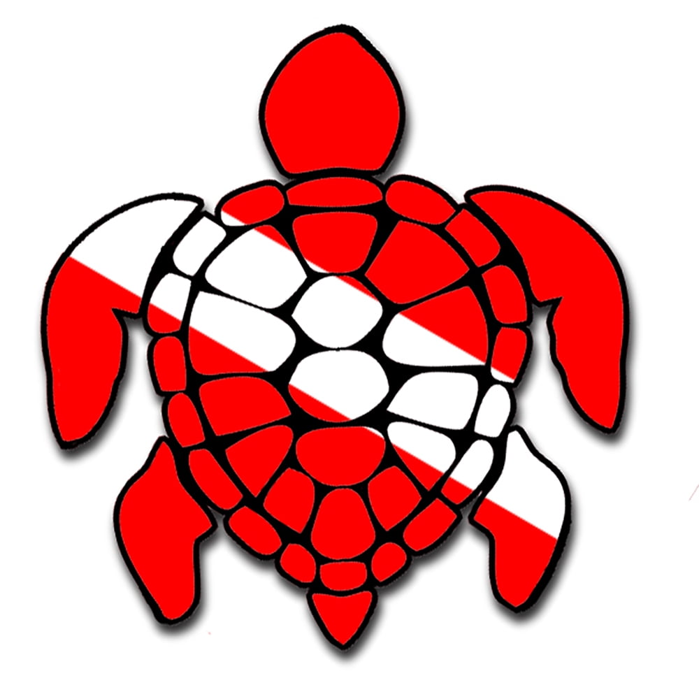 Sea Turtle Diver Down Flag Turtle Sticker