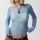thumbnail image 2 of Gibobby Blusa Termica Mujer Top de manga larga de encaje para mujer, Top corto de malla transparente, Top Floral ajustado con hombros descubiertos, camiseta, camisa, ropa de calle（Azul， L), 2 of 4