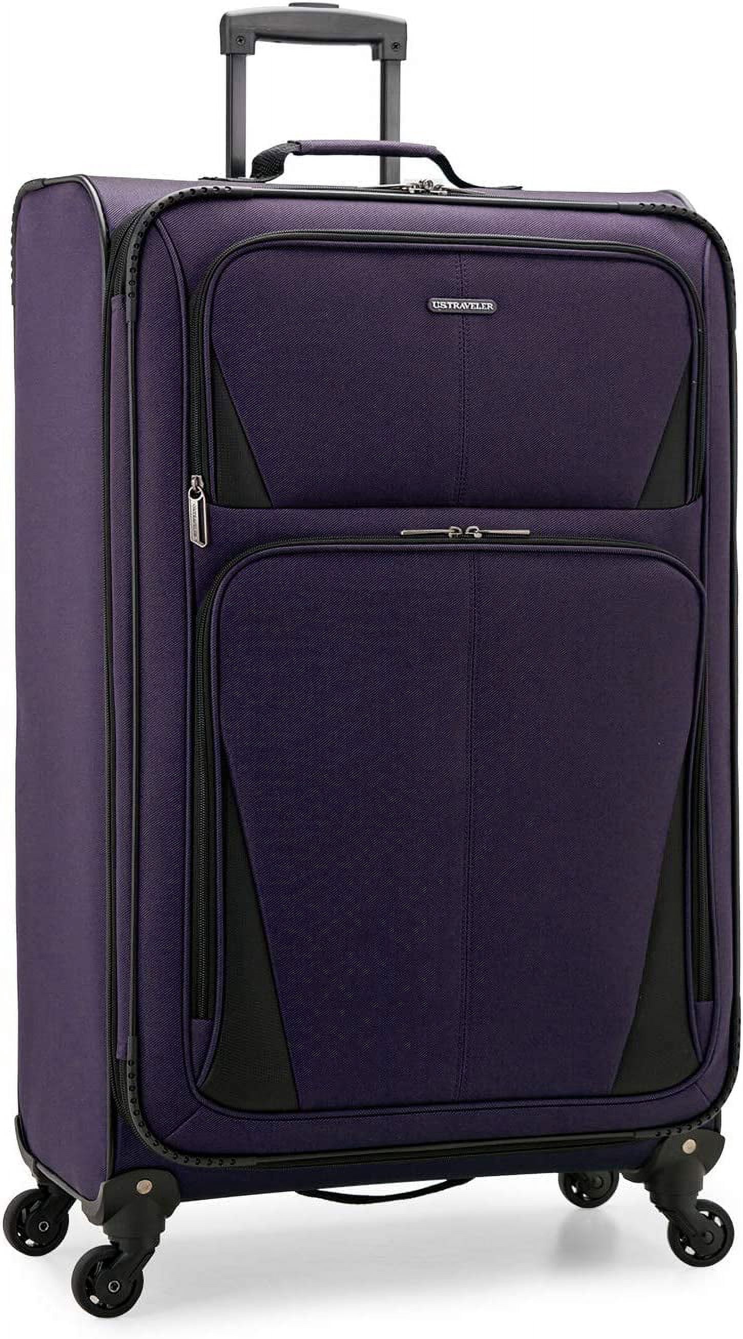 U.S. Traveler Aviron Bay Expandable Softside Luggage with Spinner Wheels, Purple, 31" Checked Large