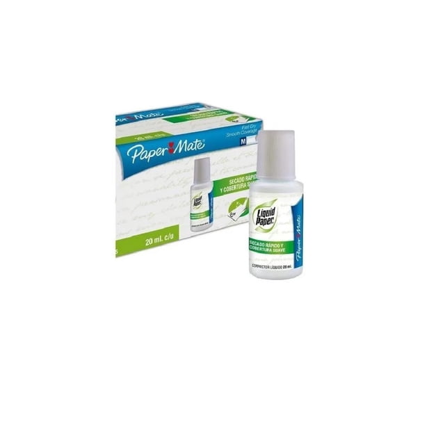 caja con 12 correctores líquidos liquid paper 20 ml c/ u liquid paper 00017