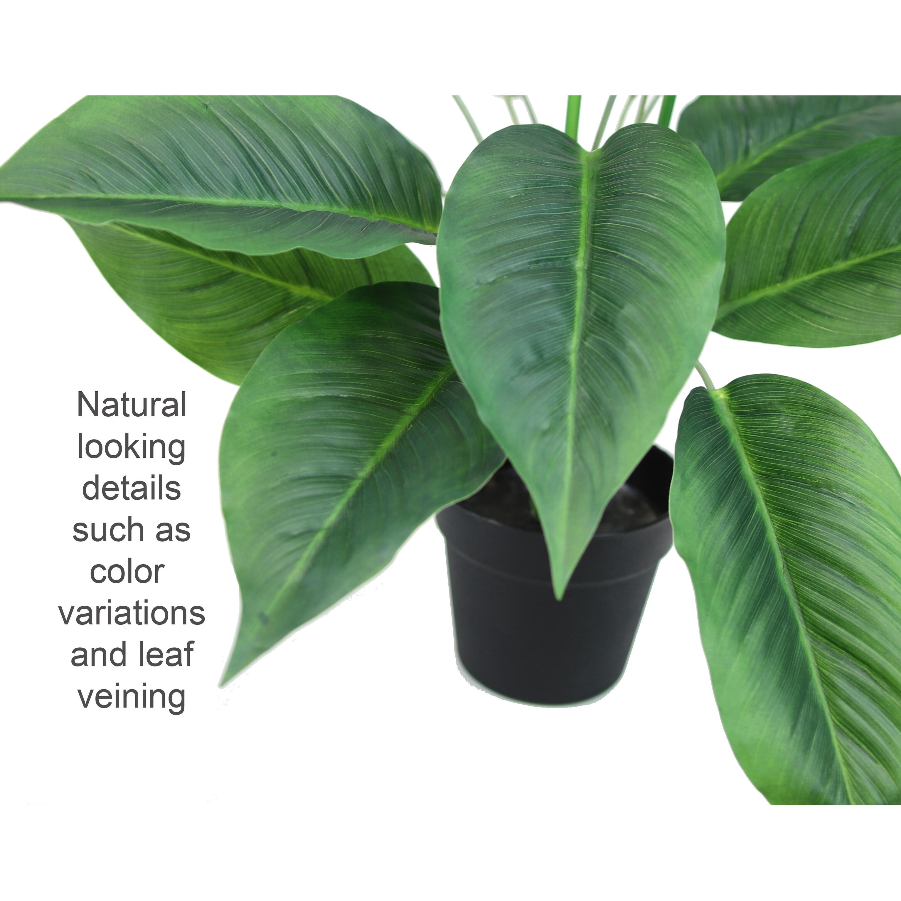 The Mod Greenhouse 40" Artificial Green Spathiphyllum Plant in a Black Matte Planter Pot