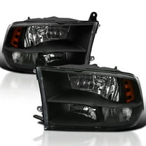 Spec-D Tuning Black Quad Headlights Compatible with 2009-2018 Dodge Ram 1500/2500/3500 Left   Right Pair Head Lights Lamp Assembly